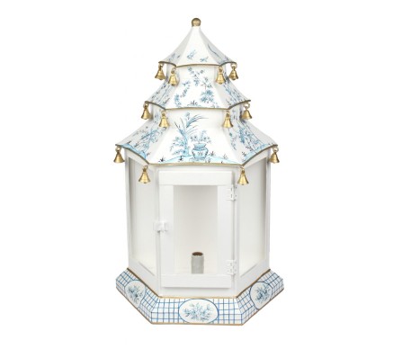 Fabulous new mid sized pagoda sconce in ivory/blue
