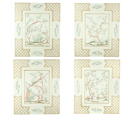 Incredible new chinoiserie pale green handpainted art