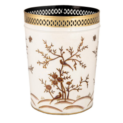 Fabulous new chinoiserie waste paper basket in ivory/gold
