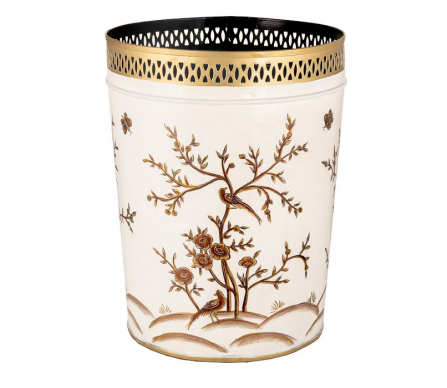 Fabulous new chinoiserie waste paper basket in ivory/gold