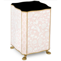 Beautiful pale pink floral scalloped wastepaper basket