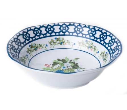 Trellis and topiary melamine large serving bowl