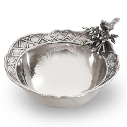 Fabulous pewter twig/bird large serving bowl 