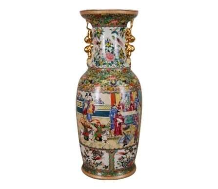 Majestic Tall Rose Canton Vase