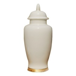 Stunning Dove White Ginger Jar with Gold Accent 1