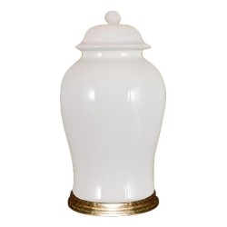Stunning Dove White Ginger Jar with Gold Accent 2