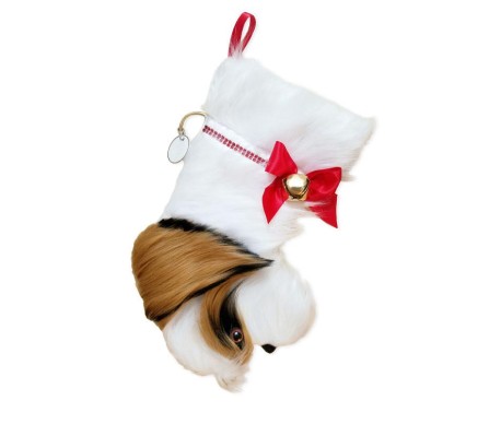 Shih Tzu shaped dog holiday stocking