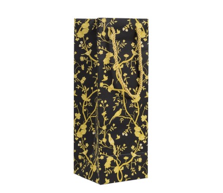 Chinoiserie Black and Gold Wine Bag