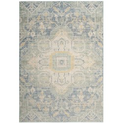 Gorgeous indoor/outdoor pale blue/lime geometric rug