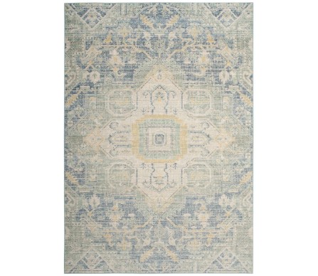 Gorgeous indoor/outdoor pale blue/lime geometric rug