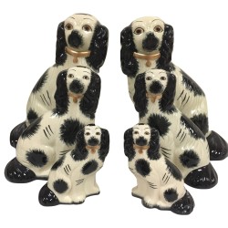 Fabulous pair of black/ivory Staffordshire dogs (Small)