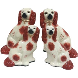 Fabulous pair of burnt orange/ivory Staffordshire dogs (2 Sizes)