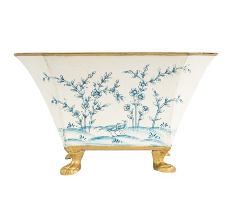 Fabulous Square Chinoiserie Planter in Ivory and Blue (2 sizes) 