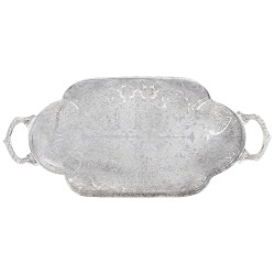 Beautiful footed ornate silver gallery tray (Medium)
