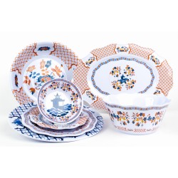 Pagoda and floral melamine collection service for four