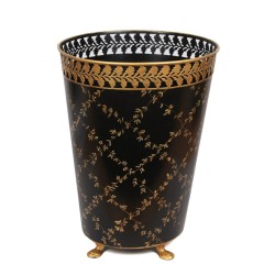 Elegant trellis black/gold wastepaper basket