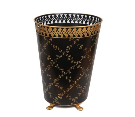 Elegant trellis black/gold wastepaper basket