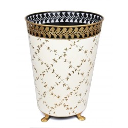 Elegant trellis ivory/gold wastepaper basket