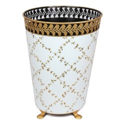 Elegant trellis pale blue/gold wastepaper basket