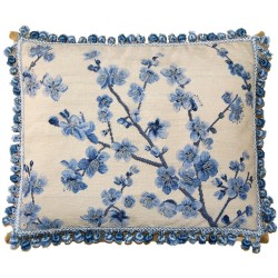 Fabulous cherry blossom rectangular needlepoint pillow