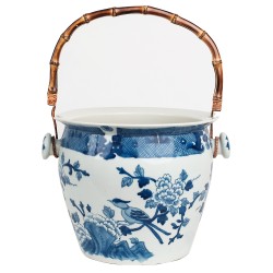 Incredible Porcelain Ice Bucket with Bamboo Handle