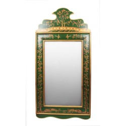 Moss Green and Gold Wide Floral Mirror