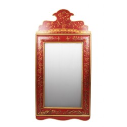 Red and Gold Wide Floral Mirror