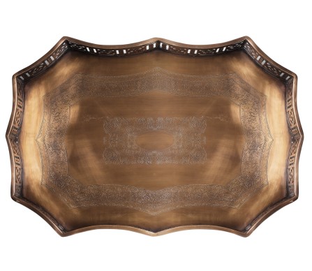 Incredible large Chippendale gallery tray in antique brass