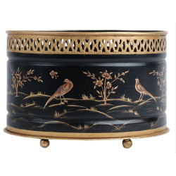 Mid Size Black and Gold Oval Planter