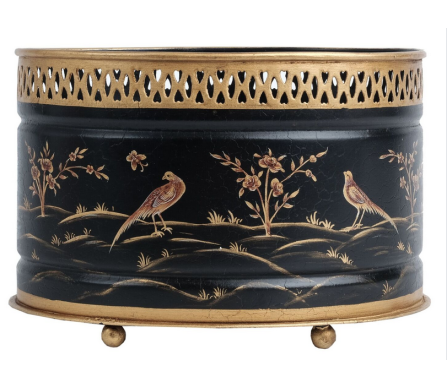 Mid Size Black and Gold Oval Planter