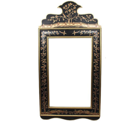 Black and Gold Wide Floral Mirror
