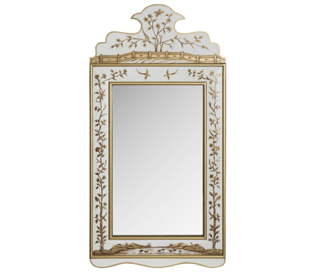 Ivory and Gold Wide Floral Mirror