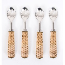 Fabulous basketweave set of four condiment spoons 