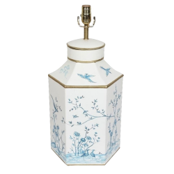Chinoiserie Blue and Ivory Hexagon Lamp