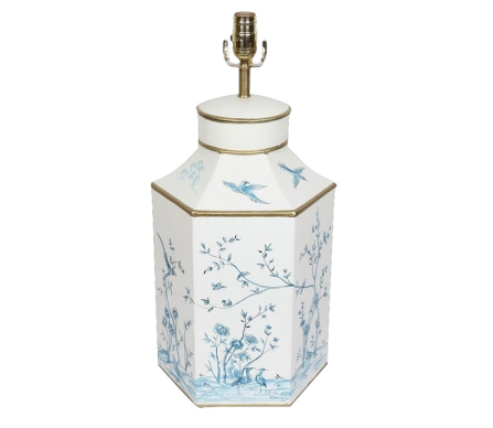 Chinoiserie Blue and Ivory Hexagon Lamp