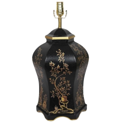 GORGEOUS BLACK HEXAGON SCALLOPED LAMP 