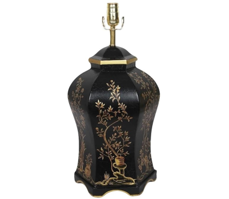 GORGEOUS BLACK HEXAGON SCALLOPED LAMP 