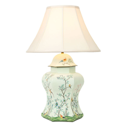 ​Spectacular scalloped chinoiserie lamp in pale green