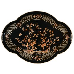 Incredible chinoiserie black /gold scalloped tray
