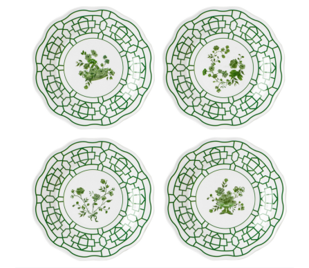 Set of 4 spring garden melamine salad plates