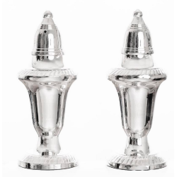 Tall elegant reeded Empire silver salt and peppers