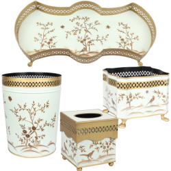 Fabulous four piece chinoiserie set in pale green/gold
