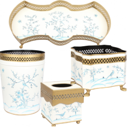 Fabulous four piece chinoiserie set in ivory/blue