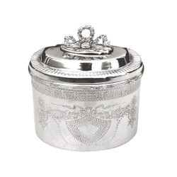 Fabulous oval keepsake silver etched box
