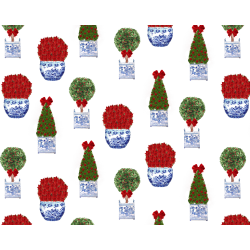 Red/blue/green holiday topiary gift wrap