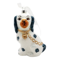 Darling Staffordshire dog ornament in marine blue/white