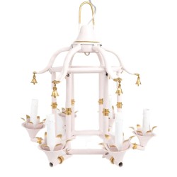 Incredible Pale Pink/Gold Chinoiserie Chandelier 