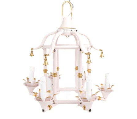 Incredible Pale Pink/Gold Chinoiserie Chandelier 